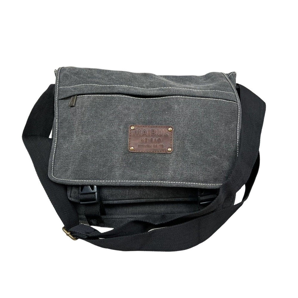 Mailbul Meibao Messenger‎ Bag Inner Zip Compartments Lined Black Wash Medium